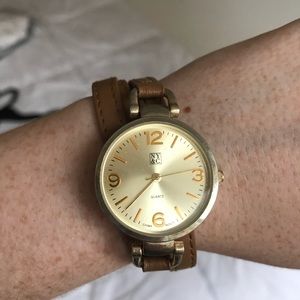 New York and company wrap brown leather watch